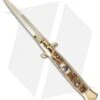 Frank B 9" Italian Stiletto Automatic Knife Stag Horn (4" Gold Bayonet) -Cheap Knives Store 9 fb stag gold bayo jm