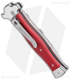 AGA Campolin Zero Italian Leverlock Automatic Knife Red Aluminum (3.75" Tumbled) -Cheap Knives Store AGA Campolin Zero Italian LL Auto Red Aluminum Tumbled BHQ 95350 jr side