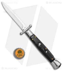 AKC Swinguard 10" Auto Italian Bayonet Stiletto Sim Dark Horn (4.25" Satin) -Cheap Knives Store AKC 10in Italian Swinguard Sim Horn Auto Bayo BHQ 138553 jr bottlecap