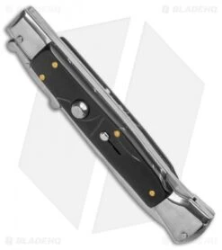 AKC Swinguard 10" Auto Italian Bayonet Stiletto Sim Dark Horn (4.25" Satin) -Cheap Knives Store AKC 10in Italian Swinguard Sim Horn Auto Bayo BHQ 138553 jr spine