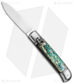 AKC Classic 8" Lever Lock Automatic Italian Knife Abalone (3.2" Polish Flat)