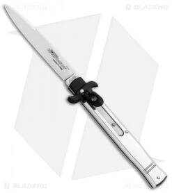 AKC Leverletto 9" Leverlock Automatic Italian Knife Polished Silver (4" Satin)