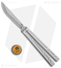 BRS Barebones Balisong Butterfly Knife Aluminum Channel (4.5" SW) -Cheap Knives Store BRS Butterfly Knife Aluminum Channel Live Blade BHQ 140189 td size jr