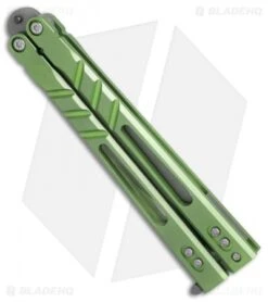 BRS Premium ALT Alpha Beast Balisong Butterfly Knife Green Ti (4.5" Stonewash) -Cheap Knives Store BRS Premium ALT Alpha Beast Bali green Ti SW BHQ 82957 er spine