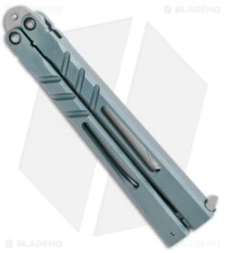 BRS Premium Channel Alpha Beast Balisong Butterfly Knife Blue Ti (4.5") CHAB -Cheap Knives Store BRS Premium Channel Alpha Beast Balisong Butterfly Blue Ti BHQ 107651 jr side