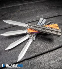 BRS Premium Replicant ALT Bali Butterfly Knife Gray G-10/Blue Ti (4.5" SW) -Cheap Knives Store BRS Replicant ALT Blade Balisong Butterfly Knife Black G 10 Stonewash BHQ 50398 kp burnt wood web