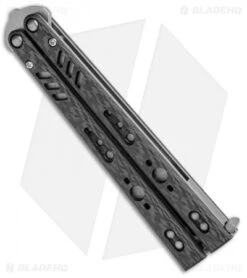 BRS Replicant Balisong Butterfly Knife Carbon Fiber (4.5" Stonewash) -Cheap Knives Store BRS Replicant Balisong Butterfly CF SW BHQ 68798 jr side 2