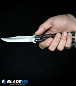 Bear & Son 114BTR Butterfly Knife Trainer Black (4" Dull Blade) -Cheap Knives Store Bear Son 114B Large Butterfly Knife Black Satin BHQ 0364 kp in hand web 1