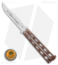 Bear & Son 30th Anniversary 114 Copper Vein Butterfly Knife (4.3" Satin) -Cheap Knives Store Bear Son Anniversary 114 Copper Vein Butterfly 5 Satin BHQ 121776 LS Bottlecap