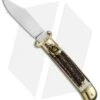 SKM 8" Lever Lock Italian Auto Stag Bone W/ Brass Bolster (3.2" Polish) -Cheap Knives Store Beltrame Knives LL Italian Auto Stag Brass BP 27022 jr