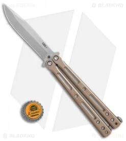 DogBite Knives DB3.1 Balisong Butterfly Knife Bronze/Gold Ti (4" Stonewash) -Cheap Knives Store DogBite Knives DB3 1 bronze gold ti sw 440c BHQ 74387 er bottlecap