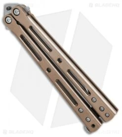 DogBite Knives DB3.1 Balisong Butterfly Knife Bronze/Gold Ti (4" Stonewash) -Cheap Knives Store DogBite Knives DB3 1 bronze gold ti sw 440c BHQ 74387 er spine