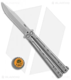 DogBite Knives DB3.1 Balisong Butterfly Knife Gray Ti (4" Stonewash) -Cheap Knives Store DogBite Knives DB3 1 gray ti sw 440c BHQ 35283 er bottlecap
