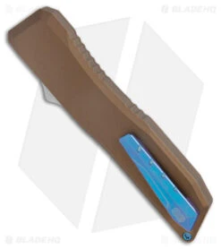 EOS Harpoon OTF Automatic Knife Tanto Bronze Alum/Blue (3.75" Two-Tone) -Cheap Knives Store EOS Harpoon OTF Auto Tanto Bronze Aluminum Blue Black BHQ 176939 jr side