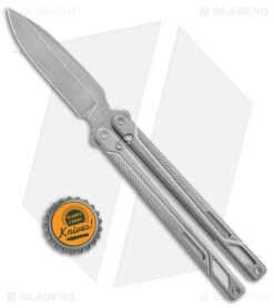 EOS Serpent Balisong Butterfly Knife Gray Titanium (4" Stonewash) -Cheap Knives Store EOS SW Serpent Butterfly SW BHQ 111062 jr bottlecap