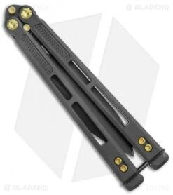 EOS Trident Balisong Butterfly Knife Black & Gold Ti (4.5" Black DLC) -Cheap Knives Store EOS Trident Balisong Butterfly Black and Gold Ti DLC BHQ 120798 jr clasp