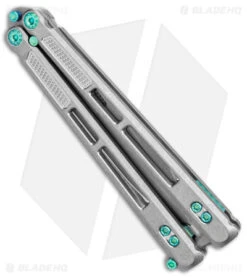 EOS Trident Balisong Butterfly Knife Gray Titanium W/ Green (4.5" SW S30V) -Cheap Knives Store EOS Trident SW Green SW BHQ 135854 jr side