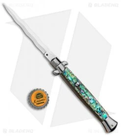 Frank B 11" Italian Stiletto Kris Automatic Knife Abalone (5" Polish) -Cheap Knives Store Frank B 11in Italian Stiletto Abalone Auto Kriss Polish GX 33135 jr bottlecap