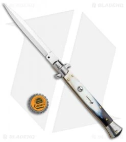 Frank B 11" Italian Stiletto Auto Brazilian Horn (5" Satin Dagger) -Cheap Knives Store Frank B 11in Italian Stiletto Auto Brzilian Horn Satin Dagger BHQ 105234 jr bottlecap