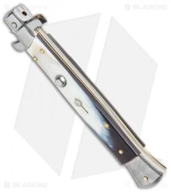 Frank B 11" Italian Stiletto Auto Brazilian Horn (5" Satin Dagger) -Cheap Knives Store Frank B 11in Italian Stiletto Auto Brzilian Horn Satin Dagger BHQ 105234 jr spine