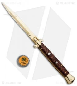 Frank B 11" Italian Stiletto Bayonet Knife Gold Plated Snakewood (5" Gold) -Cheap Knives Store Frank B 11in Italian Stiletto Auto Snakewood Gold Bayo BHQ 85969 jr bottlecap