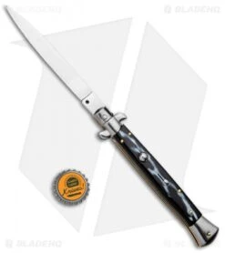 Frank B 11" Italian Stiletto Bayo Automatic Knife Sim Dark Horn (5" Satin) -Cheap Knives Store Frank B 11in Stiletto Bayo Auto Sim Dark Horn Satin GX 33762 jr bottlecap