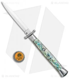 Frank B 11" Italian Stiletto Swinguard Abalone (5" Satin Dagger) -Cheap Knives Store Frank B 11in Stiletto Swinguard Abalone Dagger BP 10606 jr bottlecap
