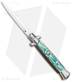 Frank B 9" Italian Stiletto Automatic Bayonet Knife Abalone (4" Satin)