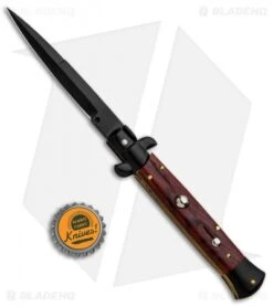 Frank B 9" Italian Stiletto Automatic Bayonet Knife Cocobolo (4" Black) -Cheap Knives Store Frank B 9in Italian Stiletto Cocobolo Wood Auto Bayo Black GX 31974 jr bottlecap