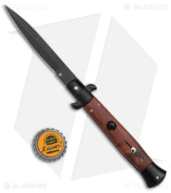 Frank B. 9" Italian Stiletto Bayonet Automatic Knife Sim Wood (4" Black) -Cheap Knives Store Frank B 9in Italian Stiletto Sim Wood Auto Teflon Bayo Black GX 39236 jr bottlecap