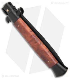 Frank B. 9" Italian Stiletto Bayonet Automatic Knife Sim Wood (4" Black) -Cheap Knives Store Frank B 9in Italian Stiletto Sim Wood Auto Teflon Bayo Black GX 39236 jr side