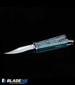 Hom Design Basilisk-R Balisong Butterfly Knife CF W/Teal Liners (4.6" Stonewash) -Cheap Knives Store HOM Design Balisong Butterfly knife BHQ kp black web