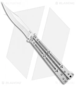 Hom Design Basilisk-R Titanium Balisong Butterfly Knife (4.6" Satin) CF Spacers