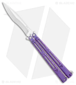 Hom Design I-Basilisk Channel Butterfly Knife Purple Ti Latched (4.5" Satin)