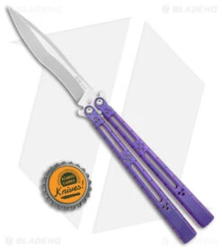 Hom Design I-Basilisk Channel Butterfly Knife Purple Titanium (4.5" Stonewash) -Cheap Knives Store Hom Design I Basilisk Channel Butterfly Purple Ti SW BHQ 175605 jr bottlecap