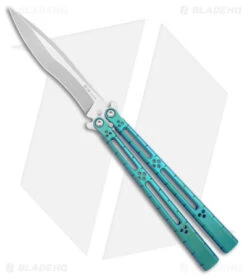 Hom Design I-Basilisk Channel Butterfly Knife Teal Titanium (4.5" Stonewash)