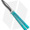 Hom Design I-Basilisk Channel Butterfly Knife Teal Titanium (4.5" Acid Wash) -Cheap Knives Store Hom Design i Basilisk Channel Butterfly Teal Ti Acid Wash BHQ 165018 jr