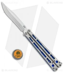 Hom Design Chimera Plus Balisong Knife Satin Ti/Blue G-10 (4.75 Two-Tone) -Cheap Knives Store Hom Designs Chimera Plus Butterfly Knife Ti Blue G 10 TT BHQ 100561 jr bottlecap