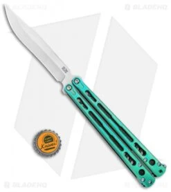 Hom Design Chimera Premium Balisong Knife Green Ti/CF (4.75 Satin) -Cheap Knives Store Hom Designs Chimera Premium Butterfly Knife Teel Green Ano Satin BHQ 100557 jr bottlecap