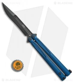 Microtech Tachyon III Balisong Butterfly Knife Blue (4.5" Black) 173-1DLCBL -Cheap Knives Store Microtech Tachyon III blue black 173 1DLCBL BHQ 71037 er size