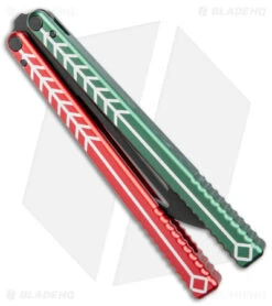 Nabalis Vulp Butterfly Balisong Trainer Red/Green (4.4" Black) -Cheap Knives Store Nabalis Vulp Butterfly Balisong Trainer Red and Green Black HW Black BHQ 176845 jr side