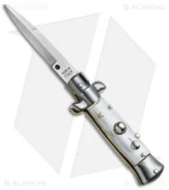 SKM 4.5" Italian Mini Stiletto Automatic Knife White Pearlex (Bayonet)