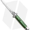 SKM 9" Italian Stiletto Automatic Knife Green Acrylic (4" Satin Bayonet) -Cheap Knives Store SKM 9in Stiletto Auto Green Acrylic Satin Bayo BHQ 51256 jr