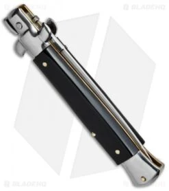 SKM AB 9" Italian Stiletto Dagger Automatic Knife Black Acrylic (3.8" Satin) -Cheap Knives Store SKM AB 9in Italian Stiletto Dagger Black Acrylic BP 20088 jr side