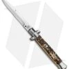SKM AB 9" Italian Stiletto Bayo Automatic Knife Stag (3.8" Satin) -Cheap Knives Store SKM AB 9in Stag Bayonet BHQ 74901 jr