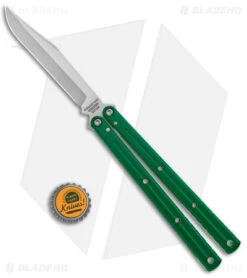 Squid Industries Krake Raken Bowie V2.5 Balisong Green (4.5" Satin) -Cheap Knives Store Squid Industries Krake Raken Bowie V2.5 Balisong Green Satin BHQ 179155 jr bottlecap