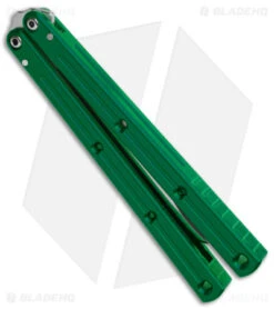 Squid Industries Krake Raken Bowie V2.5 Balisong Green (4.5" Satin) -Cheap Knives Store Squid Industries Krake Raken Bowie V2.5 Balisong Green Satin BHQ 179155 jr side