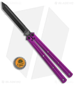 Squid Industries Krake Raken Tanto V2.5 Balisong Knife Purple (4.5" Inked) -Cheap Knives Store Squid Industries Krake Raken Tanto V2.5 Balisong Purple Inked BHQ 180388 jr bottlecap