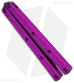 Squid Industries Krake Raken Tanto V2.5 Balisong Knife Purple (4.5" Inked) -Cheap Knives Store Squid Industries Krake Raken Tanto V2.5 Balisong Purple Inked BHQ 180388 jr side
