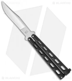 Bear & Son 114B Large Butterfly Knife Black (4" Satin)